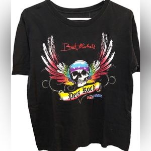 Brett Michaels Double Sided Promo Tee Does your Pet Rock? Pet Smart Med Unisex